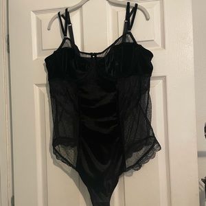 TORRID Black Velvet & Mesh Bodysuit